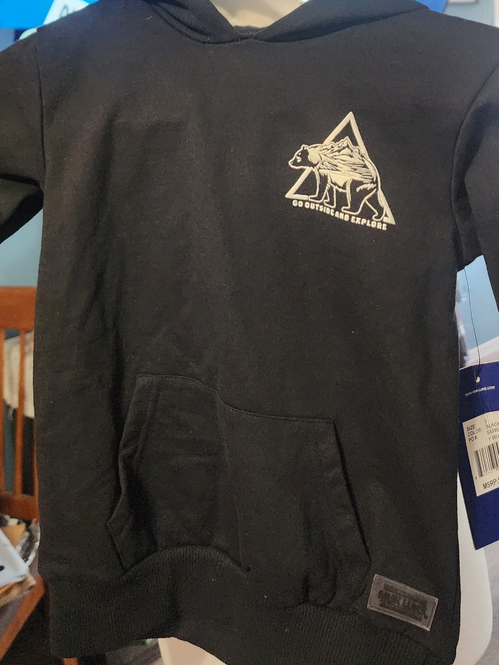 Muk Luks Black Kids Hoodie with White Bear Graphic Sz 5T NWT